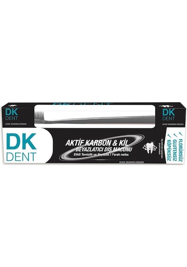 Dermokil DK Dent Aktif Karbon & Kil Beyazlatıcı Diş Macunu 75 ML + Diş Fırçası x 2