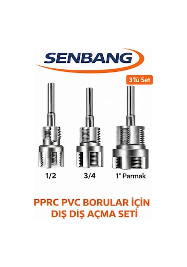P.Shankha (白法螺) pup Senbang Pprc Pvc Boru Dış Diş Açma Seti 3 Lü 1/2 3/4 1 Parmak