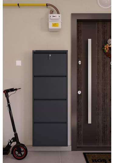 Ceha Kilitli 4'lü Metal Ayakkabılık Antrasit - K.AYK-4 /AB7024/KL