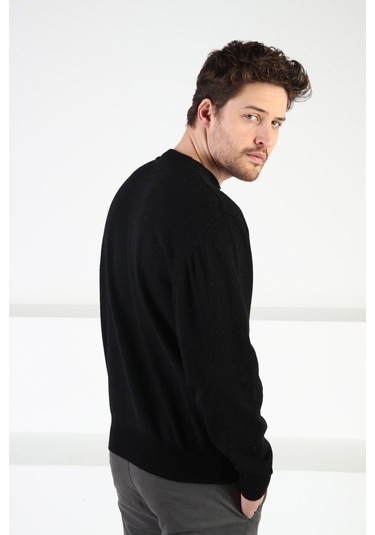 Ferraro Siyah Bisiklet Yaka %100 Kuzu Yünü Erkek Kazak Siyah (536154948) Siyah