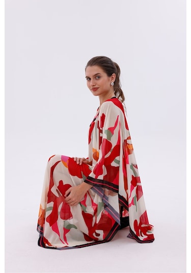 Tarzını Seç Kimono Pareo - Tesettür Pareo - Kemer Model 240x135 Cm Çok Renkli