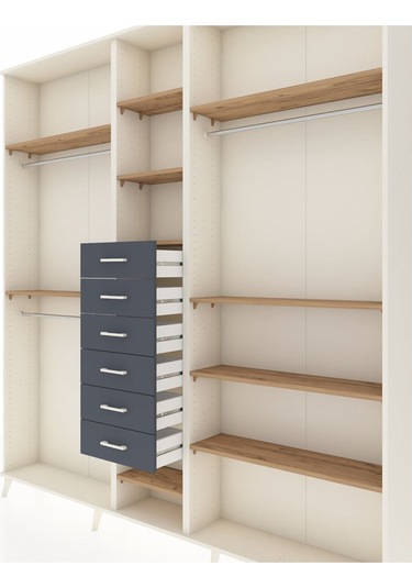 Arges Dolap 10 Raflı 6 Çekmeceli 3 Askılı 220x30x243 Aytaşı-çam/antrasit Atlas Çam/antrasıt