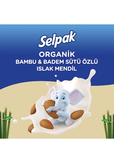 Selpak Organik Bambu Özlü & Badem Sütü Özlü Islak Mendil 12'li