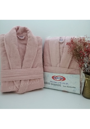 Sertay Havlu %100 Pamuk Bukle Lüks Tek Bornoz S0034 Somon