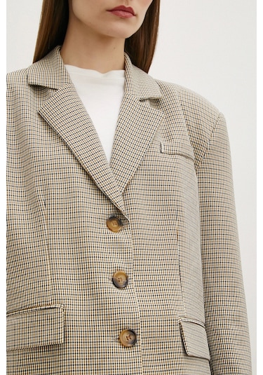 Ekose Blazer Ceket Kahve Kahve