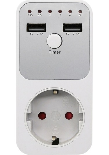 Wezone Eu Standartlı Zaman Kontrollü Usb Çevirici: 2.1a Usb Portlu, 16a Yük Kapasitesi, Akıllı Elektrikli Cihaz Gönüllüsü