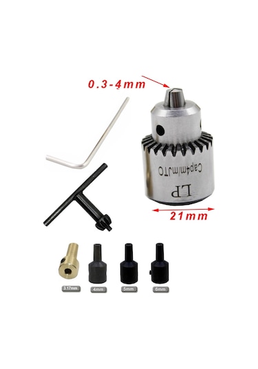 Motor için Anahtar Sıkmalı Mini Mandrel 4 MM Mandren Proje Okul
