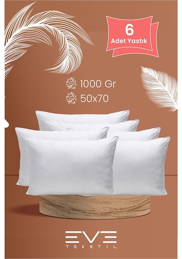 Eve Tekstil 6 adet Roll Pack Microfiber Kılıflı Silikon Yastık