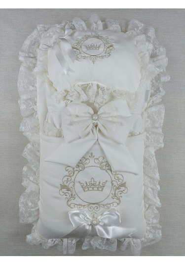 Yenidoğan Antalya Taç Nakışlı Kundaklı Trilüks Unisex 3lü Alt Açma Seti Çok Renkli