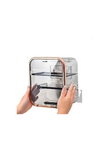 Xindoker Duvar Tipi Sabitlenebilir Pet+pp Hijyenik Mendil Kutusu - Gri Renkli Ev Kullanıma Uygun 21x15x25cm Depolama Kutusu Gri