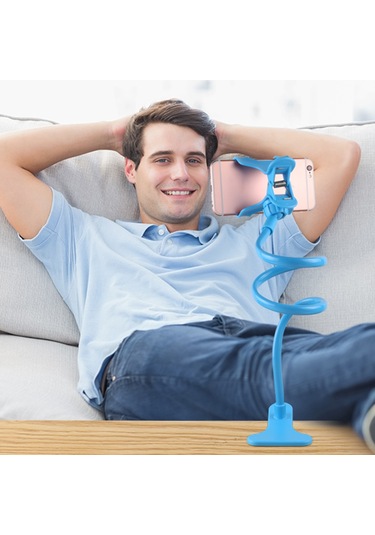 Padalink 360 Derece Ayarlanabilir Cep Telefonu Tutucu - Evde Canlı Yayın, Video Konuşma İçin Evrensel, Kaymazsız, Hafif Ve Taşınabilir Mavi