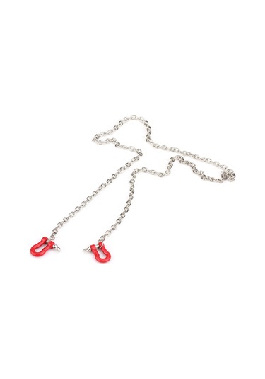 Geekyou Rc Tırmanıcı İçin Kilitlebilir Kanca Ve Metal Çeker Zinciri - Scx10 D90 Uyumlu, 78 Cm Uzunluk, Alüminyum Malzeme, Kırmızı+gümüş Rengi