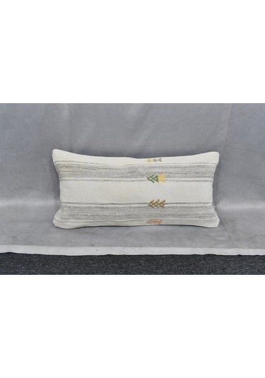 Zehra Abla Halı Yeni El Dokuma Dekoratif Lumbar Kilim Kırlent Yastık Kılıfı 6641 Çok Renkli