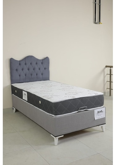 Azrayatakmobilya Tek Kişilik Yatak+Baza+Kapitoneli Başlik
