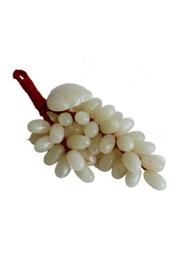 Doğal Oniks Taş 50 Taneli Üzüm Dekor Feng Shui Bereket Ve Bolluk Sembolü, El Yapımı Şık Ev Aksesuarı Beyaz
