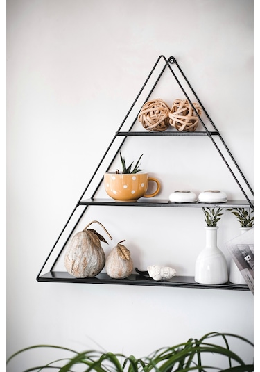 DEKORATİF METAL RAF ÜÇGEN DUVAR RAFI KURULUM GEREKTİRMEYEN TEK PA