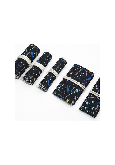 Agoodshop 2 Adet 72 Delikli Gökyüzü Desenli Rulo Kalem Kutusu - Siyah 3bp-yeşil