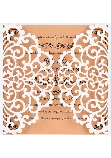 Mufunye 10 Adet İnci Kağıdı Çiçek Desenli Davetiye Kartı - Düğün, Doğum Günü Ve Özel Günler İçin Şık Set XL