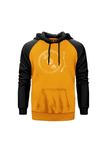 Gramafon Skatch Sarı Reglan Kol Kapşonlu Unisex Sweatshirt Sarı
