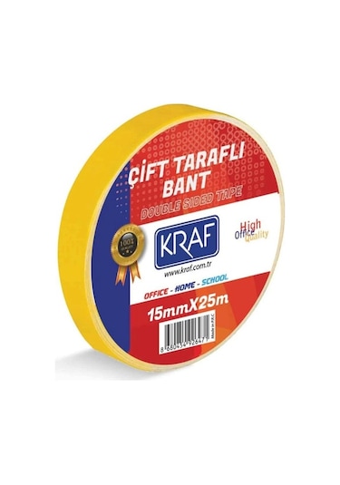 Kraf Çift Taraflı Bant 15mmx25m - 3 Adet