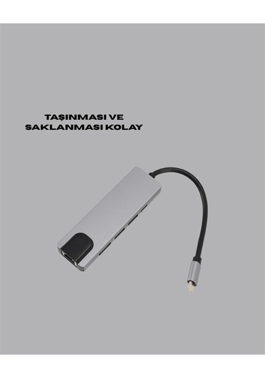 4k Hdmı Çıkışlı, Gigabit Ethernet'li Usb C Çoklu Port Hub Najmaddin