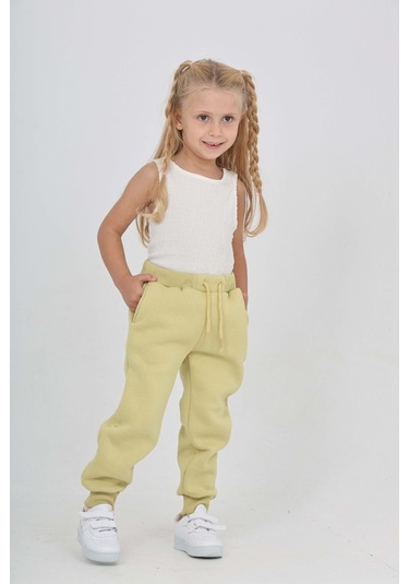 Toontoy Kız Çocuk Kabaran Yıldız Baskılı Eşofman Alt Açık Yeşil