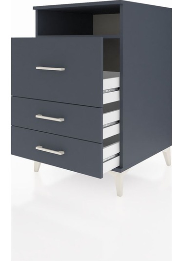 Kronos Komodin Tek Raflı 3 Çekmeceli 60x59x96 Antrasit-antrasit Antrasit