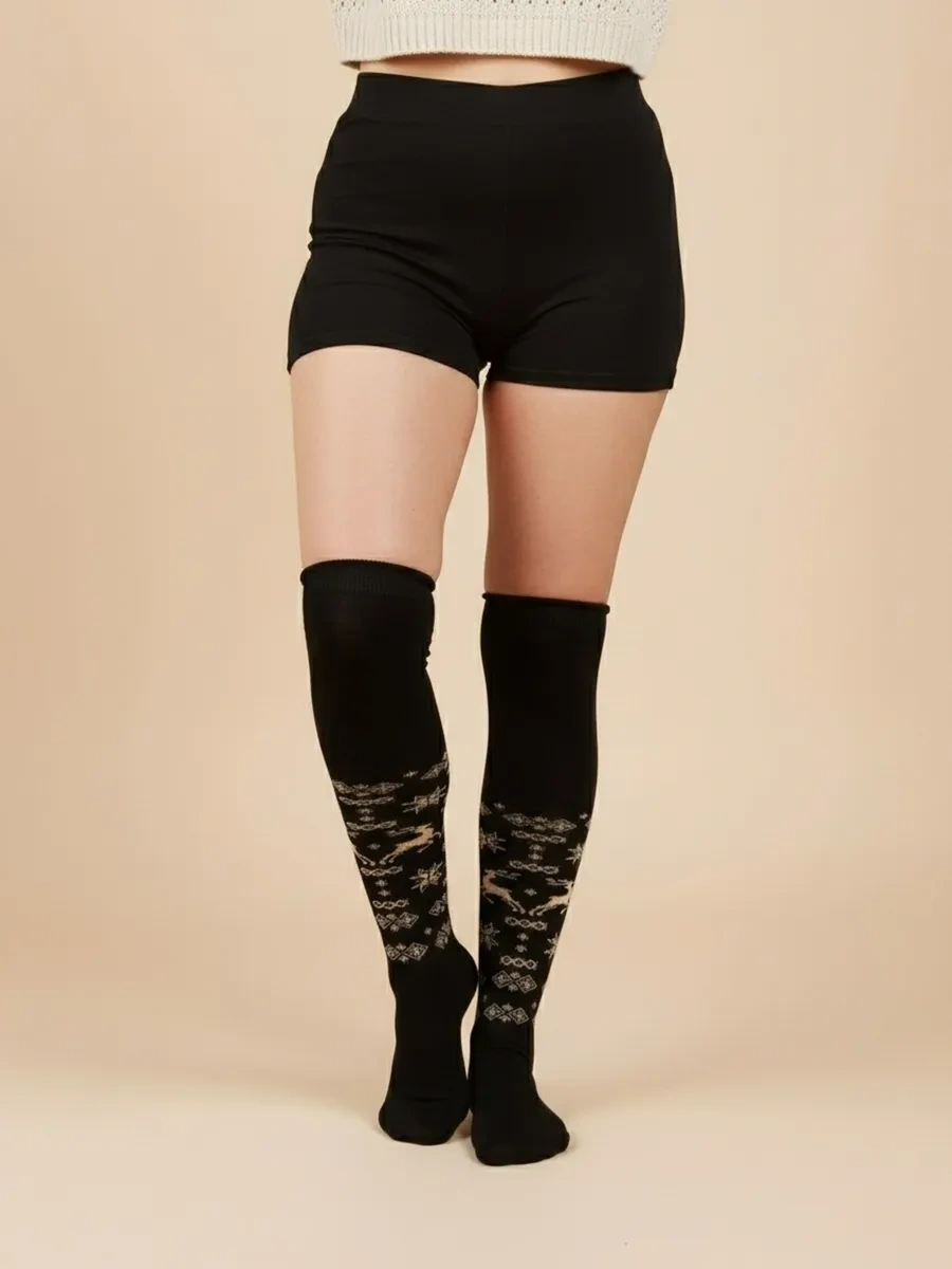 Alena Desenli Bornozlu Erkek Tişört Çorapları, Sıcak Tuvalet Çorapları 51893892 Siyah