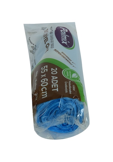 Polmix Çöp Torbası Orta Boy Mavi 20'li 55 x 60 CM 150 G