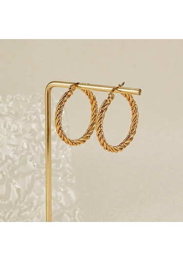 Sones Opk Ge960 1 Çift Paslanmaz Çelik Altın Kaplama Vintage Twist Küpe Altın