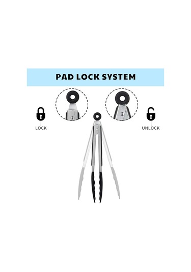 Paslanmaz Çelik Ve Gıda Sınıfı Silikon Izgara Maşası Siyah 16 İnç , Isıya Dayanıklı Mutfak Maşası