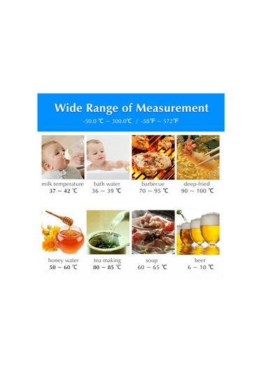 Kangvka Katlanabilir Gıda Termometresi -50 C/+300 C Hızlı Ölçüm Led Ekran 304 Çelik Prob