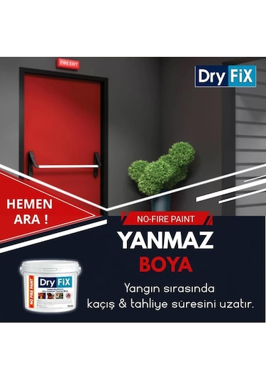 Dryfix No Fire Paint Yangın Geciktirici Alev Almayan Yanmaz Boya 18 Kg Ral 9003 Kırık Beyaz
