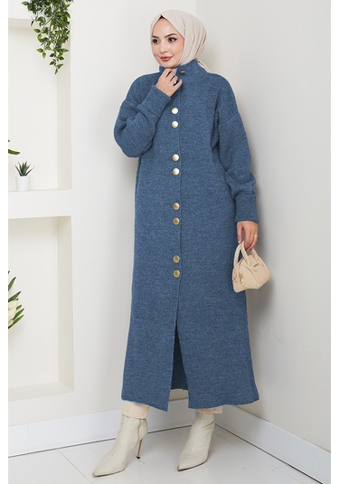 Reha Düğmeli Triko Hırka 1603 - Mavi Mavi