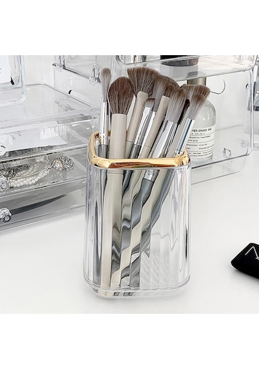 Lüks Makyaj Organizatörler Masaüstü Kozmetik Fırça Saklama Kutusu Ofis Kalem Kutusu Makyaj Fırçaları Organizatör Ruj Çeşitli Eşyalar Tutucu Yeşil