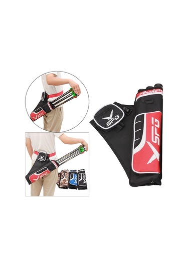 Pazly Suntek Okçuluk Cebi Ok Yay Çantası Sadak 3 Tüplü Kırmızı Spor Model