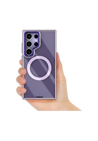 Galaxy S24 Ultra Kılıf Magsafe Şarj Özellikli Sararma Önleyici Youngkit Crystal Grid Kapak Gold