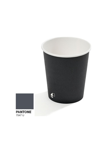 8 Oz Single Wall Baskılı Karton Bardak Antrasit 50 Adet 50
