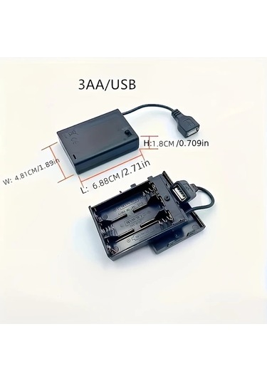 Cordial 2 Adet 8 Aa Pil Kutusu Kapaklı Açma Kapama Anahtarlı Usb Güç Portlu