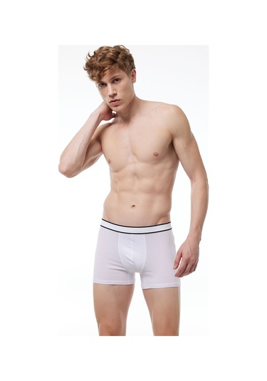 Malabadi Erkek Lacivert Beyaz Füme 3 Lü Pamuk Elastan Boxer 3m075 Lacivert-beyaz-füme