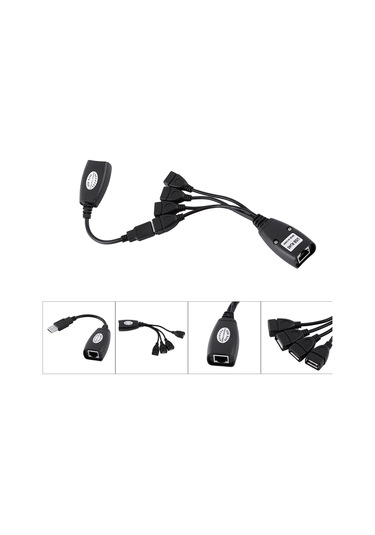 Shineyee 50m Uzunlukta 4 Usb Portlu Rj45 Ağ Kablosu İle Klavye, Fare, Yazıcı Uzatıcı - Usb 2.0 Destekli, Ek Güç Gerektirmeyen Hub