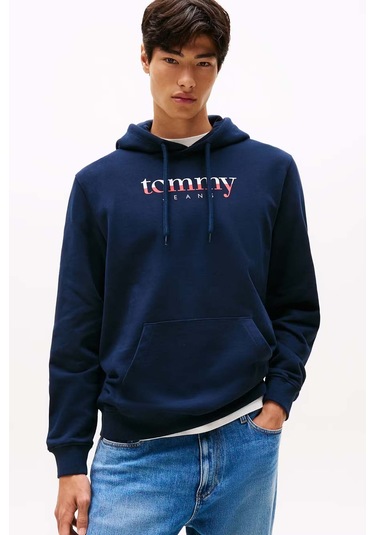 Erkek Linear Logo Hoodie Sweatshirt - Lacivert Dark Night Navy
