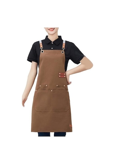 Açık Kahve Erkekler Kadınlar İçin Su Geçirmez Önlük Anti-yağ Paslanmaz Pişirme Önlüğü Garson Barbekü Mutfak Aksesuarları