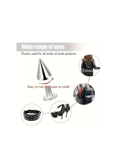 Honeybeeshop 200 Adet Punk Kulak Taper Küpe Seti 7x10mm Vida Deri Çanta Ayakkabı Diğer