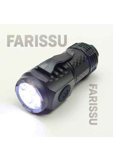 3 Led'li Güçlü Mini El Feneri Şarj Edilebilir Type-c Siyah