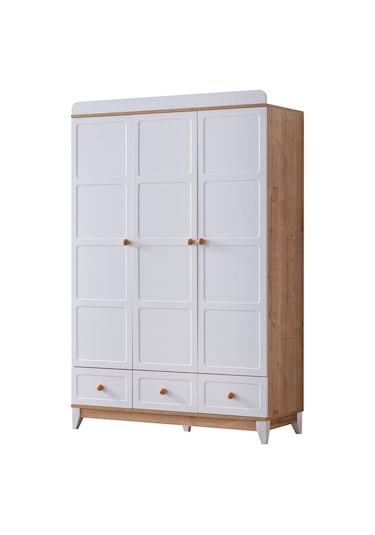 Mira Çocuk Odası Takımı, Mira Yavrulu Karyola, Berlin 3 Kapaklı Dolap - Ceviz Renkli