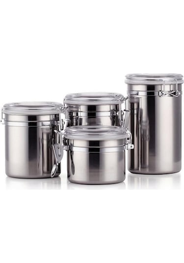 1 Adet Depolama Şişeleri Paslanmaz Çelik Mühürlü Teneke Kutu Kahve Unu Şeker Konteyner Tutucu Ev St 10x16 Cm