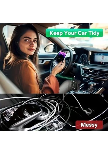 Fochsia Klasik Koyu Siyah Süper Mecha Stili 4ü1 İos Uyumlu+type-c Hızlı Şarj Kabloları Otomobil Ve Telefon İçin Taşınabilir Şarj Cihazı