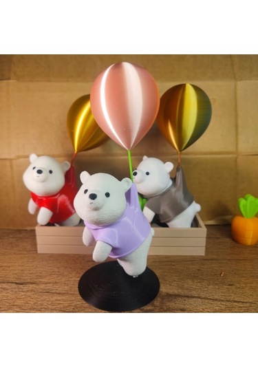 Balon Tutan Sevimli Ayı Figürü