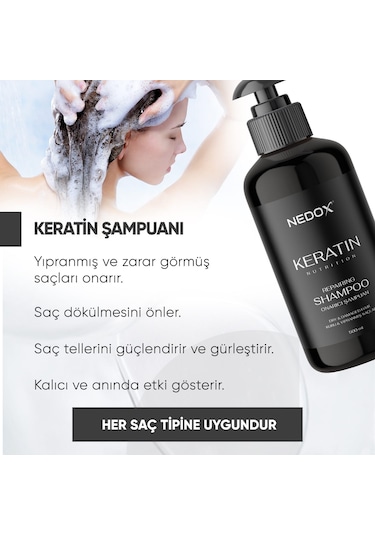 Nedox Yıpranmış Saçlar için Keratinli Saç Bakım Şampuanı 500 ML